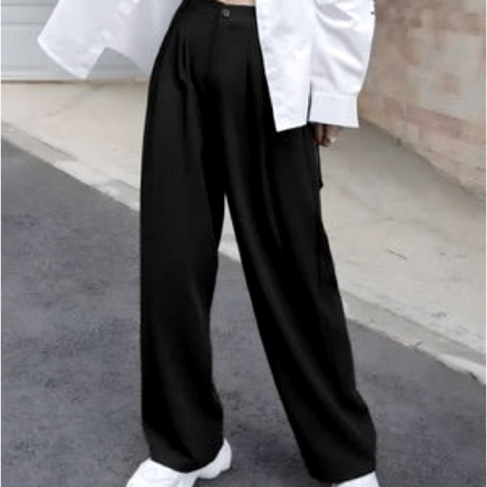 NEW- Rinsta Black Baggy Zipper Flare Pants